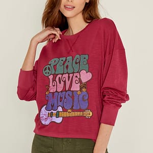 Five Jeans- T-Shirt Peace Framboise
