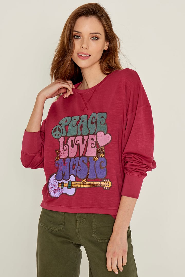 Five Jeans- T-Shirt Peace Framboise