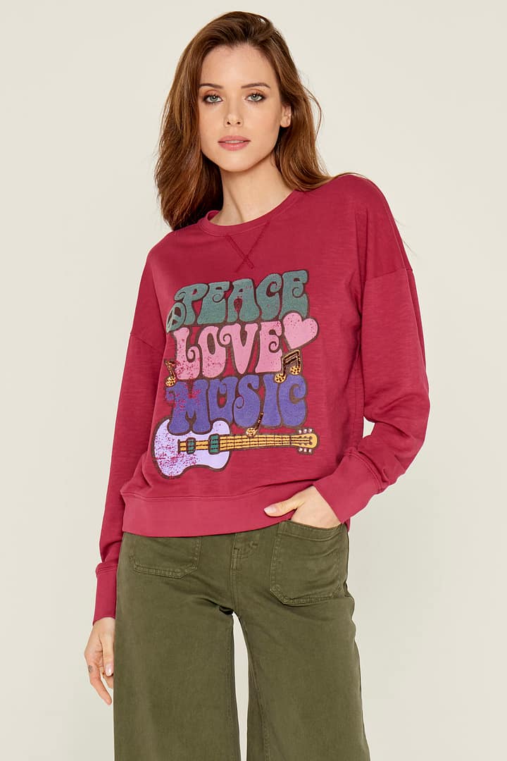 Five Jeans- T-Shirt Peace Framboise